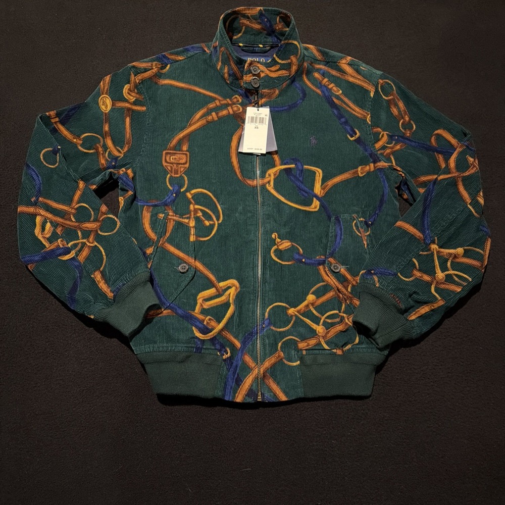 Polo Ralph Lauren Bridle Print Corduroy Harrington Jacket Women's XS NWT